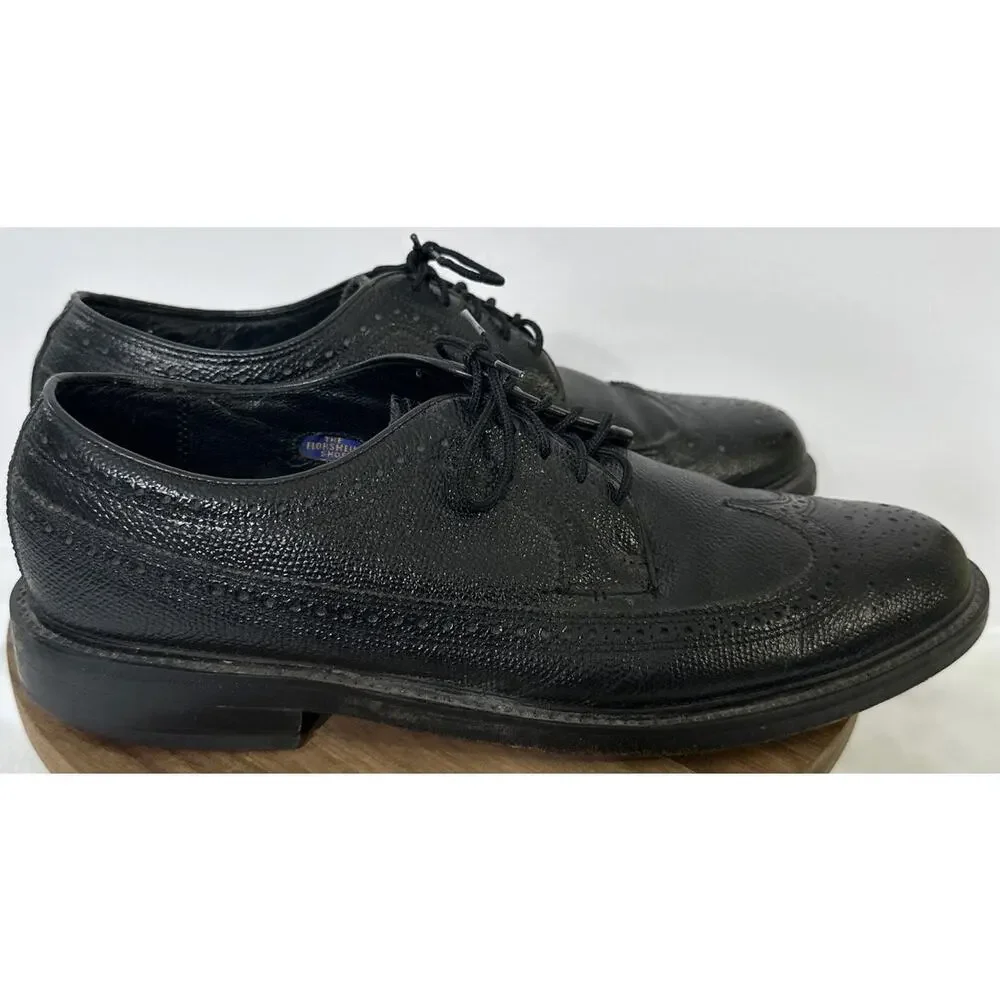 FLORSHEIM Black Leather Wingtip Oxford Shoe Sz 9 D - Picture 4 of 8